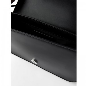 Custom Smooth Leather Women Baguette Bag Black Shoulder Handbag Purse