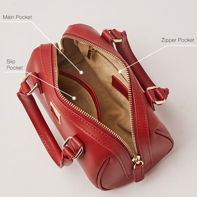 Personalised Red Leather Bag Crossbody Camera Bag Red White 