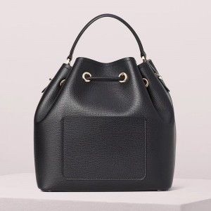 OEM Black Crossgrain Leather Handbag Fashion Bucket Bag For Women