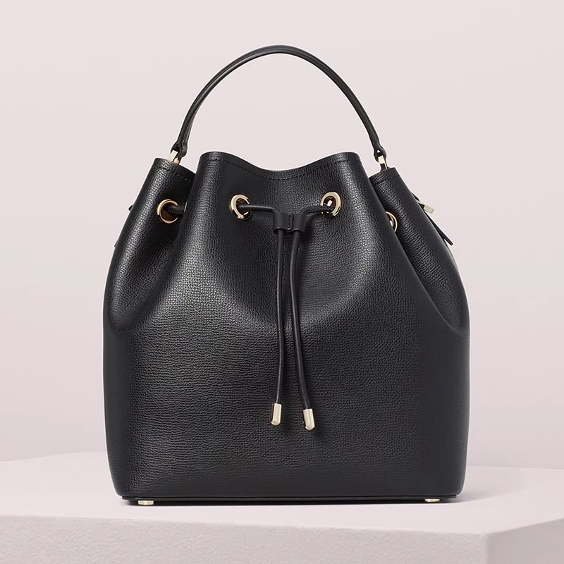Wholesale Custom Card Wallet Women –  OEM Black Crossgrain Leather Handbag Fashion Bucket Bag For Women – Champion