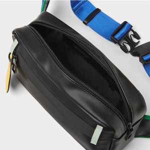 Custom Black Leather Mens Crossbody Chest Belt Bag Manufacturer