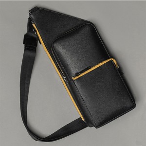 Custom Saffiano Leather Mens Crossbody Chest Bag Fashion Fanny Pack Manufacturer