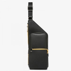 Custom Saffiano Leather Mens Crossbody Chest Bag One Shoulder Backpack