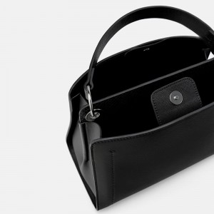 Custom Women Black Handbag Saffinao Leather Satchel City Bag
