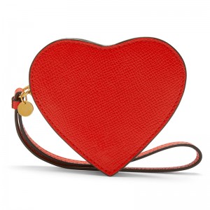 Custom Crossgrain Leather Red Heartshape Wrist Coin Purse Pouch Manufacturer