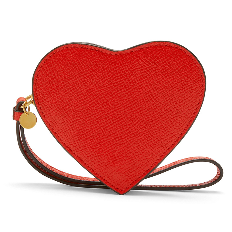Wholesale Custom Wristlet Wallet –  Custom Crossgrain Leather Red Heartshape Wrist Coin Purse Pouch Manufacturer – Champion