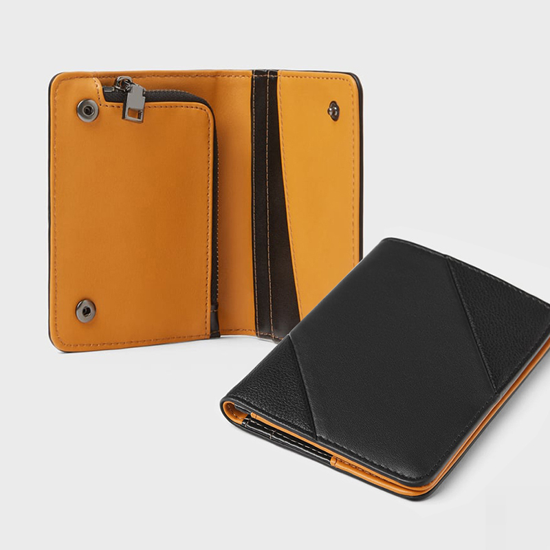 Wholesale Custom Leather Card Wallet Manufacturers –  Custom Contrasting Color Leather Short Wallet Purse For Men Manufacturer – Champion