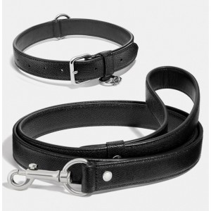 Custom Luxury Black Crossgrain Leather Pet Dog Collars Manufacturer