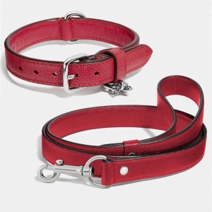Custom Luxury Pink Smooth Leather Pet Dog Collars Manufacturer