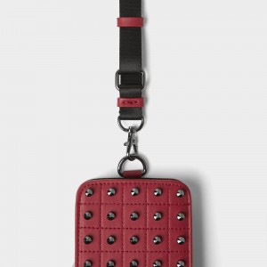 Custom Red Leather Studded Crossbody Cell Phone Bag Case Manufacturer