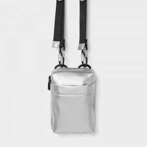Custom Metallic Sliver Leather Mini Crossbody Phone Bag Manufacturer