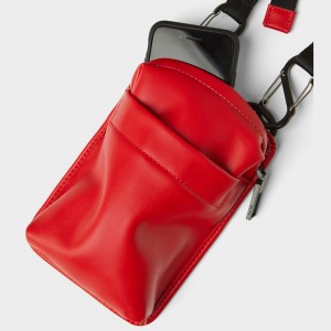 Custom Red Leather Mens Mini Crossbody Phone Bag Manufacturer