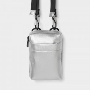 Custom Metallic Sliver Leather Mini Crossbody Phone Bag Manufacturer