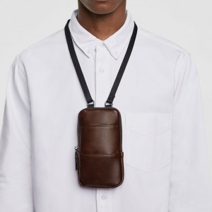 Custom Leather Mens Mini Crossbody Cell Phone Bag Case Manufacturer