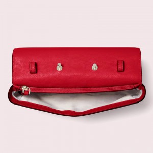 Custom Red Crossgrain Leather Crossbody Wallet Purse For Women Manufacturer