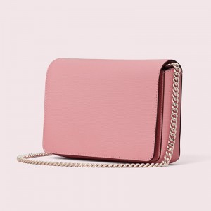 Custom Pink Pebble Leather Crossbody Wallet Bag For Women Manufacturer