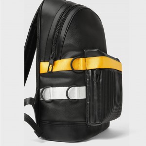 Custom Black Leather Men Fashion Biker Backpack Manufacturer