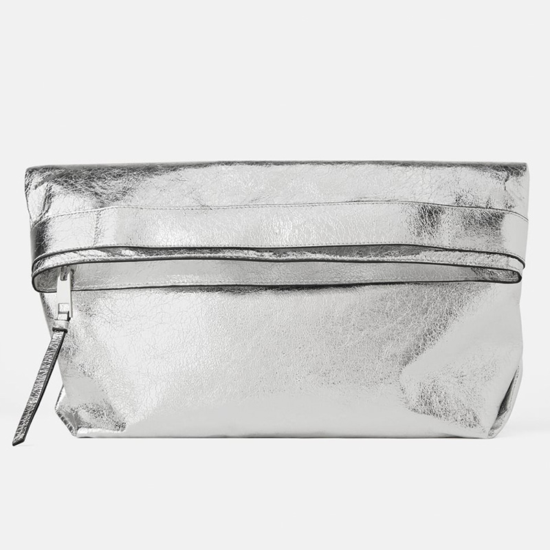 Custom Metallic Sliver Leather Women Large Clutch Evening Bag Pouch Manufacturer Featured Image