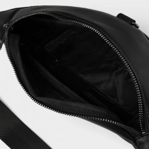 Custom Black Leather Casual Crossbody Belt Bag For Men Manufacturer