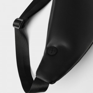 Custom Black Leather Casual Crossbody Belt Bag For Men Manufacturer