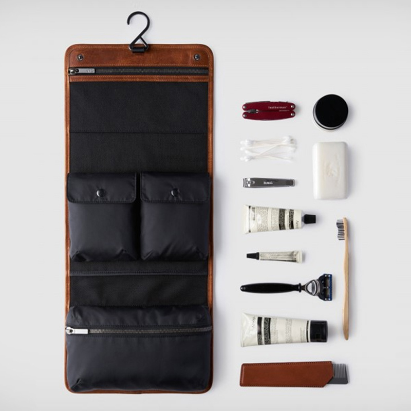 Wholesale Custom Laptop Briefcase Factories –  Custom Leather Fashion Mens Hanging Toiletry Bag Dopp Kit Manufacturer – Champion
