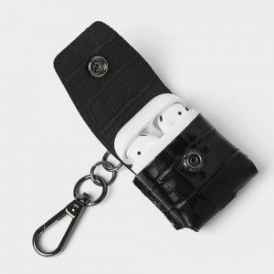 Custom Black Croc PU Leather Headphone Airpods Case Manufacturer