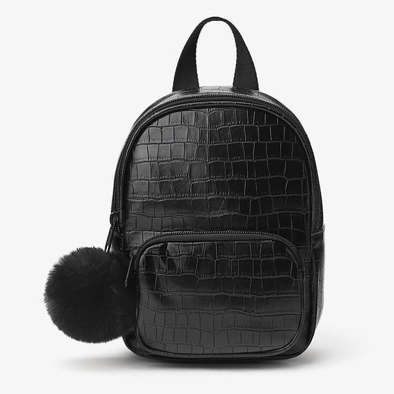 Kids Bagpacks Factories –  Custom Black Croc Leather Mini Fashion Kids Backpack School Bag Manufacturer – Champion