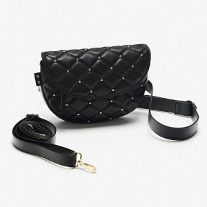Custom Black Leather Fanny Pack Quilted Kids Crossbody Belt Bag Manufacturer