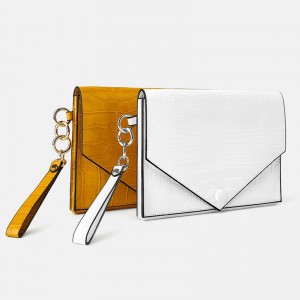 Custom Croc Leather Women Envelope Clutch Bag Wristlet Pouch Manufacturer