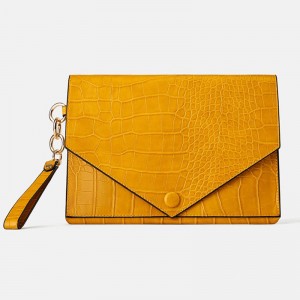 Wholesale Custom Leather Dopp Kits Manufacturers –   Custom Croc Leather Women Envelope Clutch Bag Wristlet Pouch Manufacturer – Champion
