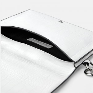 Custom White Croc Leather Women Envelope Clutch Bag Wristlet Pouch Manufacturer