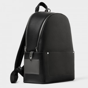 Custom Black Leather Mens Laptop Urban City Backpack Manufacturer