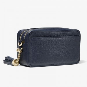 Custom Litchi Leather Zipper Crossbody Camera Bag For Women