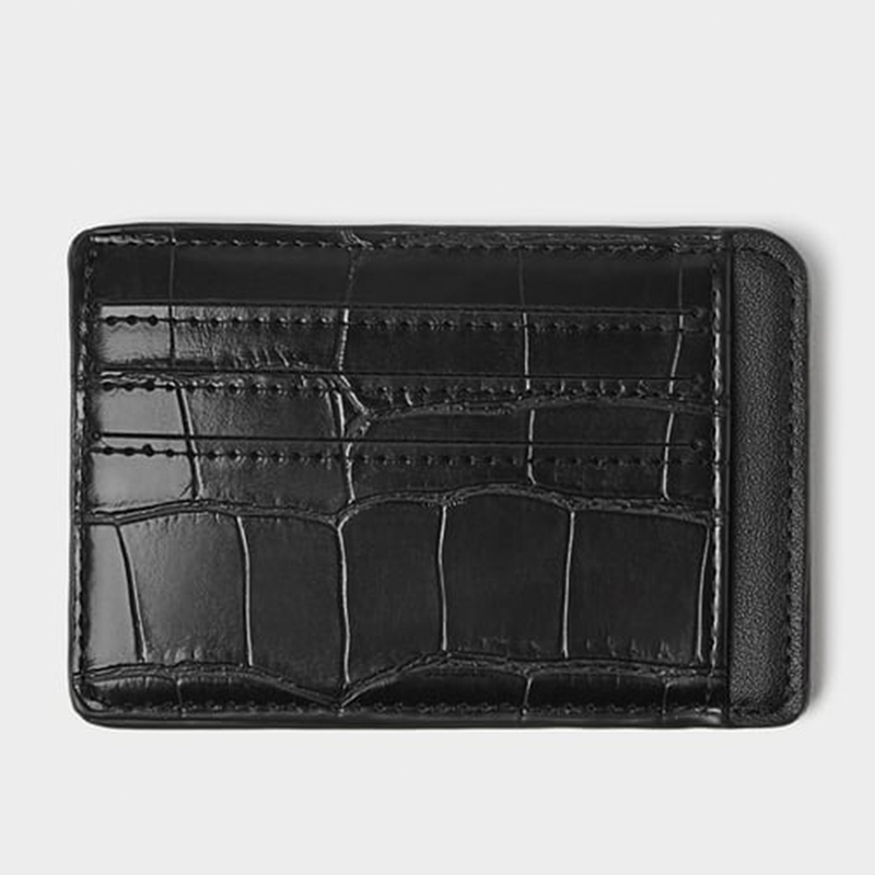 Wholesale Custom Billfold Wallet Manufacturers –  Custom Black Croc Leather Slim Mens Credit Card Holder Manufacturer – Champion