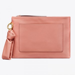Custom Smooth Leather Women Zip Clutch Evening Bag Pouch Manufacturer