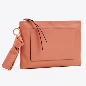 Custom Smooth Leather Women Zip Clutch Evening Bag Pouch Manufacturer