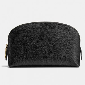 Wholesale Custom Waist Belt Bag Manufacturers –  Custom Crossgrain Leather Black Women Zip Cosmetic Pouch Manufacturer – Champion