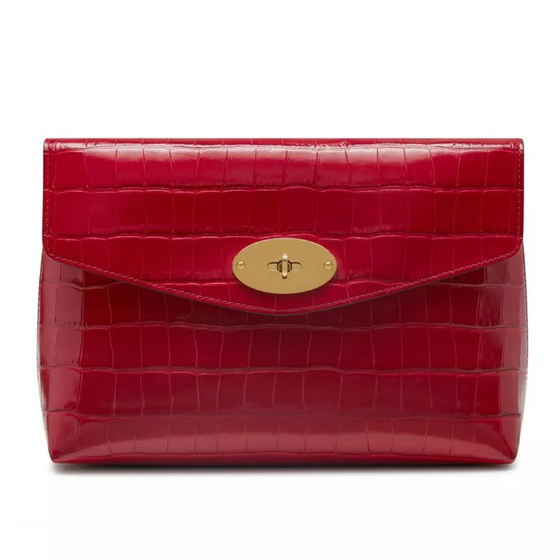 Wholesale Custom Work Purse –   Custom Red Croc Leather Women Large Cosmetic Case Manufacturer – Champion