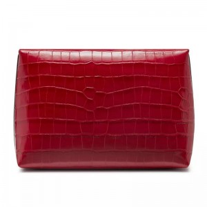 Custom Red Croc Leather Women Large Cosmetic Case Manufacturer