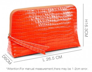 Custom Luxury Croc Leather Women Zip Makeup Pouch Cosmetic Bag Manufacturer