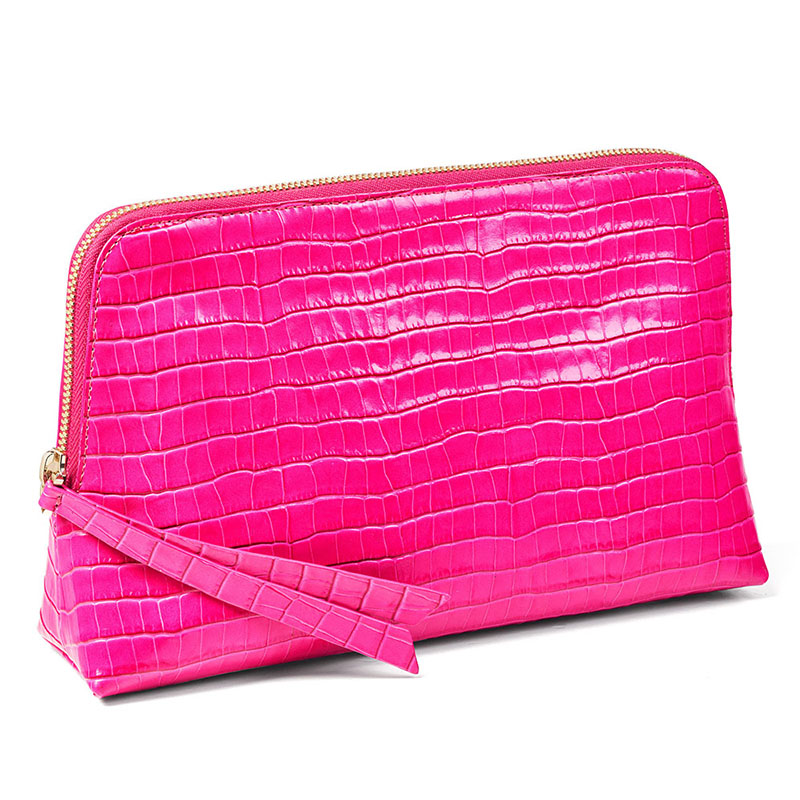 Wholesale Custom Mobile Cover Suppliers –  Custom Croc Leather Women Zip Makeup Pouch Cosmetic Case Supplier – Champion