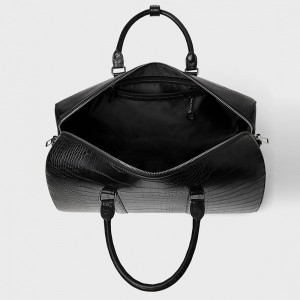 Custom Black Croc Leather Designer Duffle Weekender Bag For Men Manufacturer