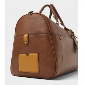 Custom Brown Leather Fashion Mens Travel Duffle Weekender Bag Factory