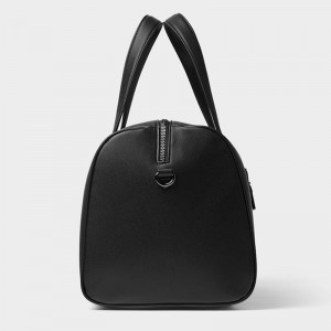 Custom Black Leather Fashion Mens Travel Holdall Weekender Bag Manufacturer