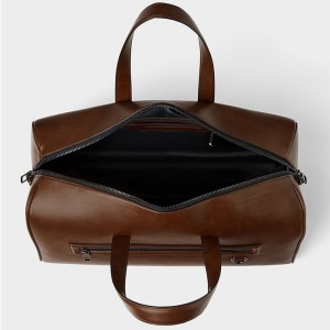 Custom Brown Leather Fashion Mens Travel Duffel Weekender Bag Manufacturer