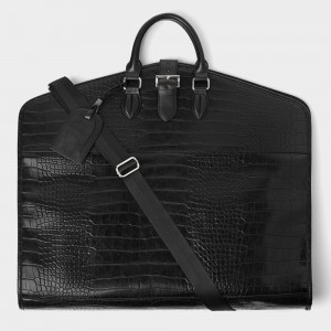 Custom Black Croc Leather Mens Suit Carrier Travel Garment Bag Manufacturer