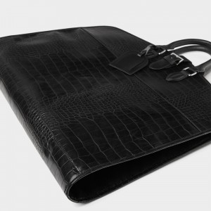 Custom Black Croc Leather Mens Suit Carrier Travel Garment Bag Manufacturer