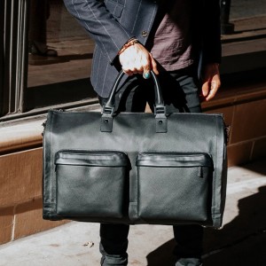Custom Luxury Leather Men’s Travel Suit Carrier Garment Bag Manufacturer