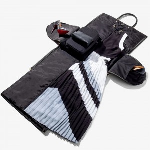 Custom Black Litchi Leather Women Travel Weekender Garment Bag Manufacturer