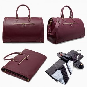 Custom Litchi Leather Women Travel Dress Carrier Garment Bag Manufacturer